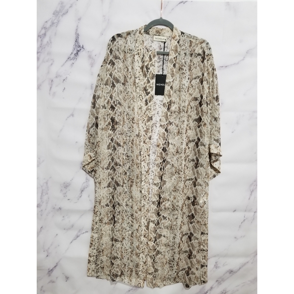 NICHOLAS Animal Print 100% Silk Kimono Duster, OS - Picture 6 of 15